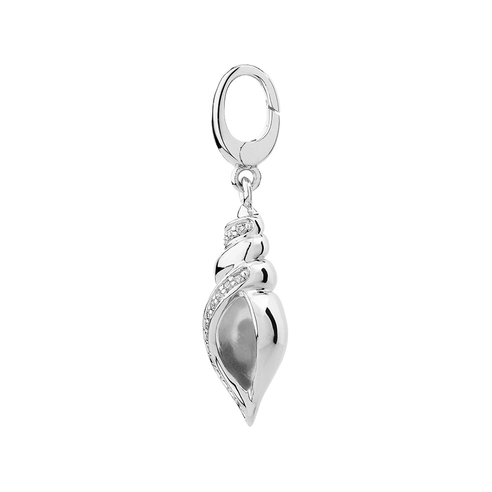 Charm pendant with diamond simulants in sterling silver - Image 2