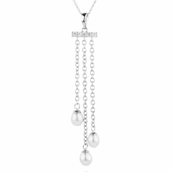 Cultured freshwater pearl drop necklace in sterling silver