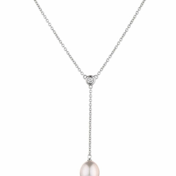 Cultured freshwater pearl drop necklace in sterling silver
