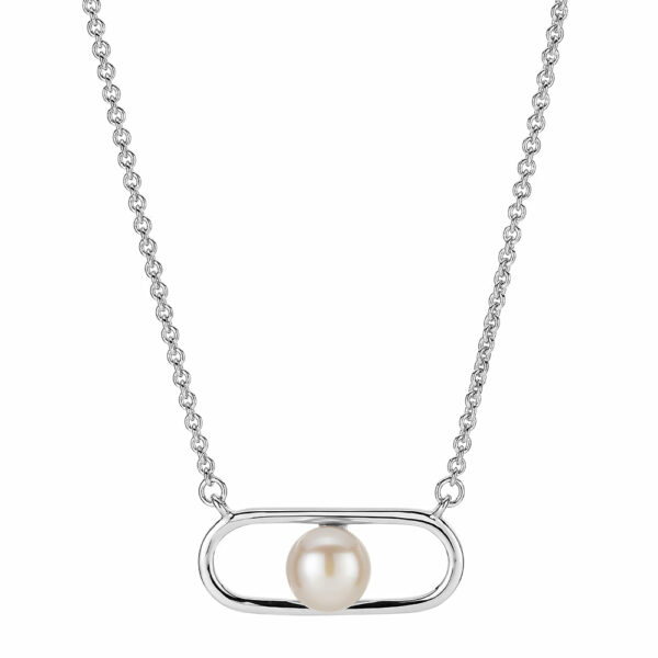 Cultured freshwater pearl necklace in sterling silver