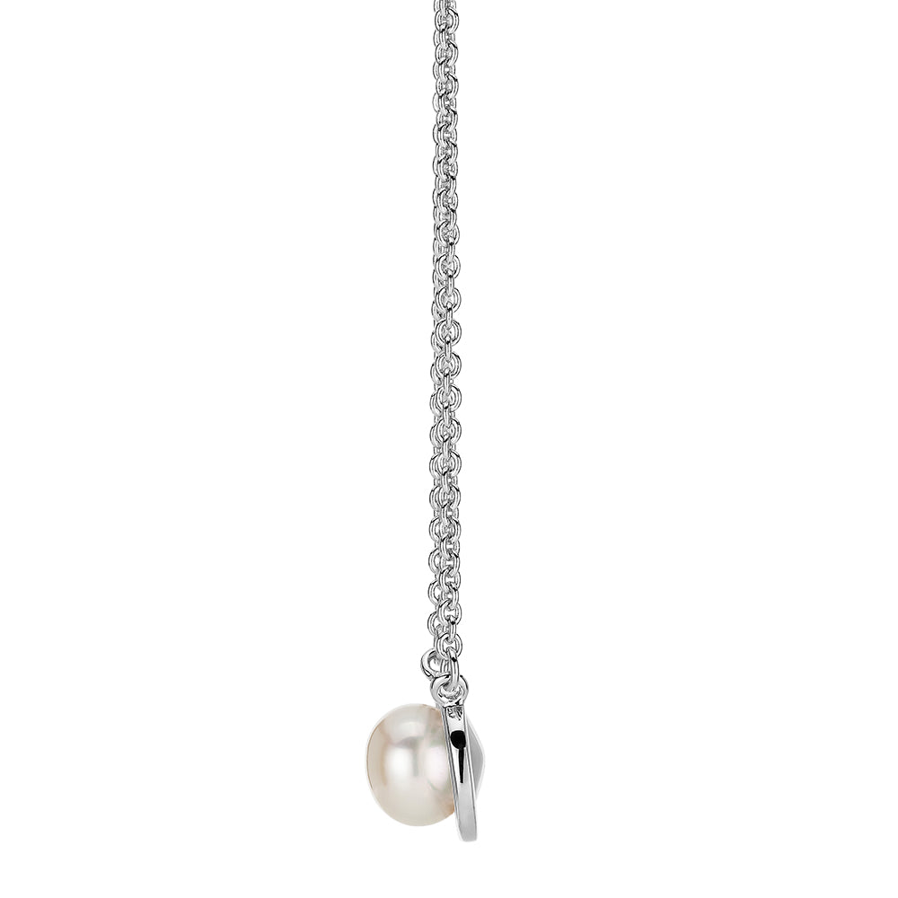 Cultured freshwater pearl necklace in sterling silver - Image 2
