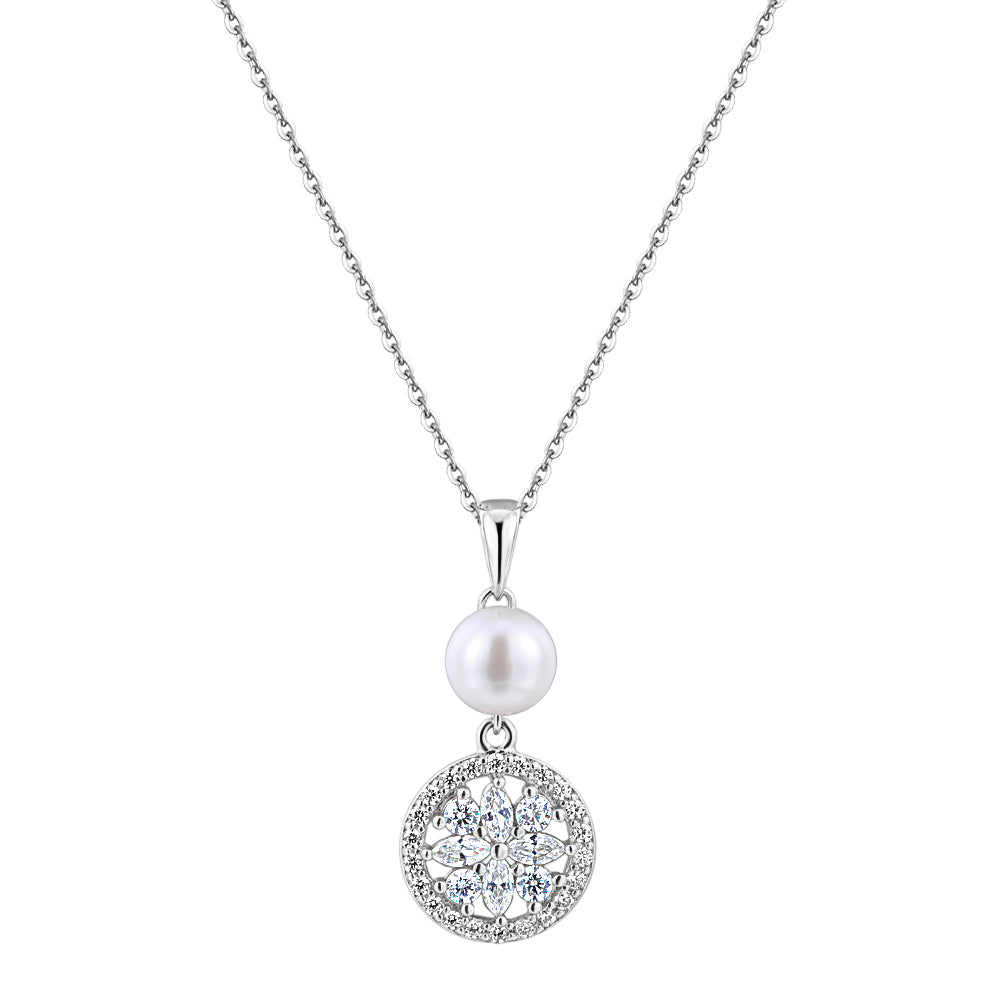 Cultured freshwater pearl drop necklace in sterling silver