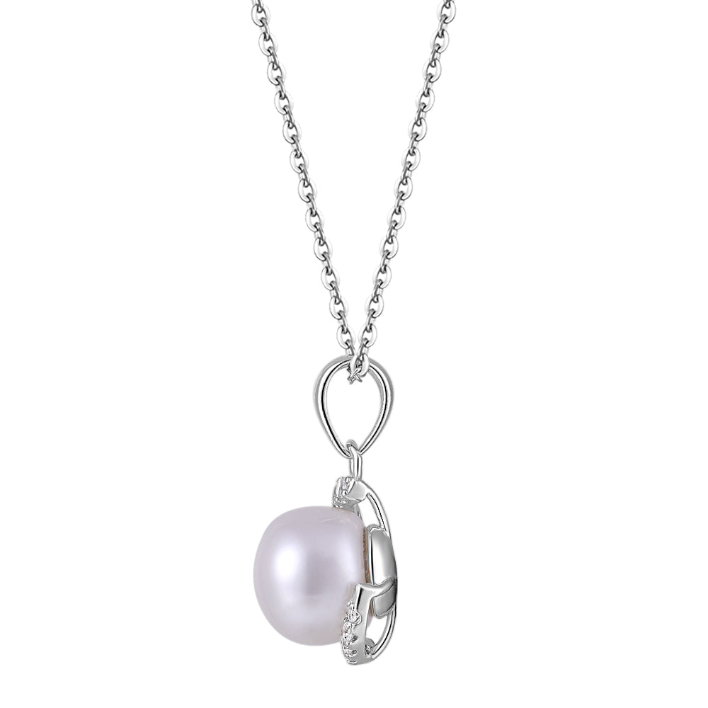 Cultured freshwater pearl necklace in sterling silver - Image 2