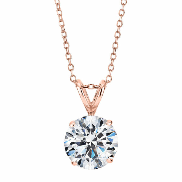 Round Brilliant solitaire pendant with 2 carat* diamond simulant in 10 carat rose gold