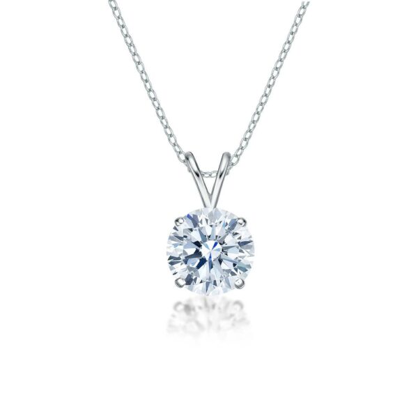 Round Brilliant solitaire pendant with 3 carat* diamond simulant in 10 carat white gold