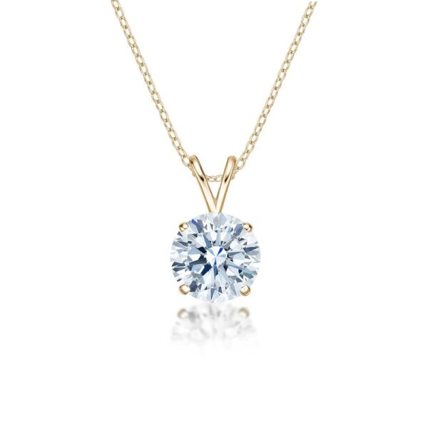 Round Brilliant solitaire pendant with 3 carat* diamond simulant in 10 carat yellow gold