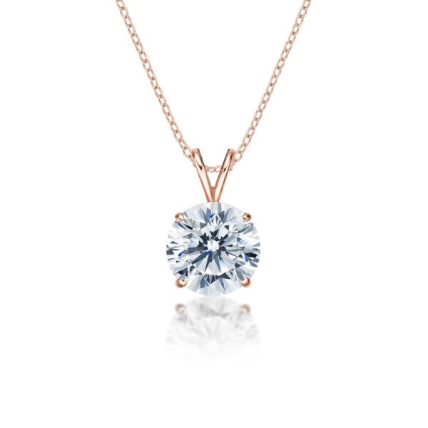 Round Brilliant solitaire pendant with 4 carat* diamond simulant in 10 carat rose gold