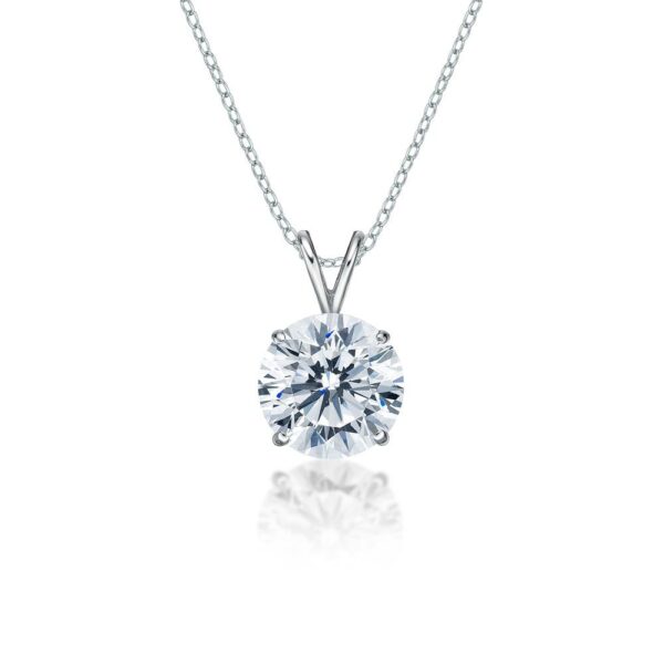 Round Brilliant solitaire pendant with 4 carat* diamond simulant in 10 carat white gold