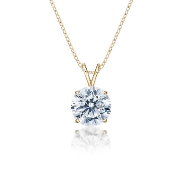 Round Brilliant solitaire pendant with 4 carat* diamond simulant in 10 carat yellow gold