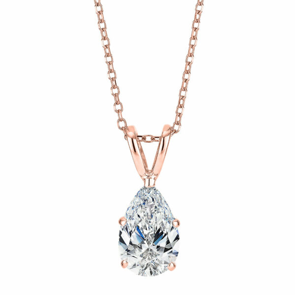 Pear solitaire pendant with 1 carat* diamond simulant in 10 carat rose gold