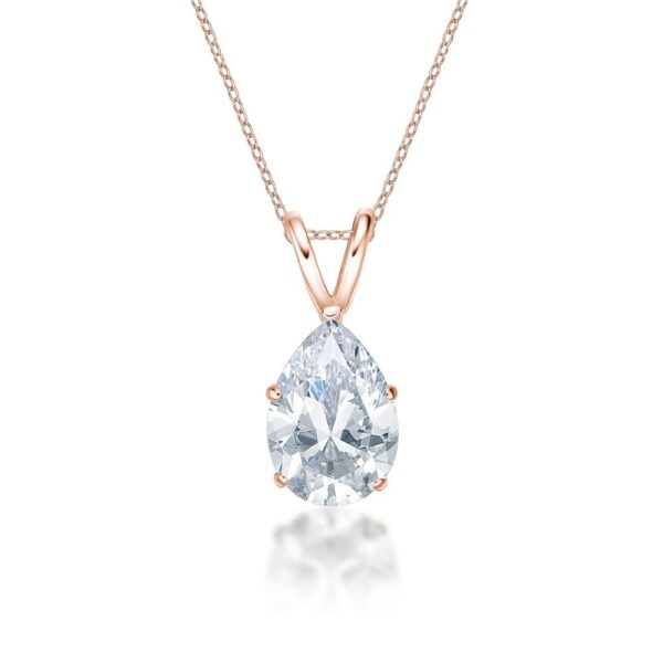 Pear solitaire pendant with 2 carat* diamond simulant in 10 carat rose gold