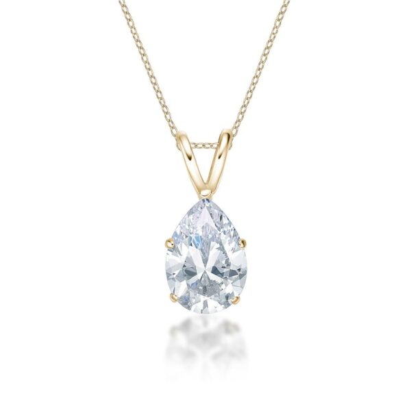 Pear solitaire pendant with 2 carat* diamond simulant in 10 carat yellow gold