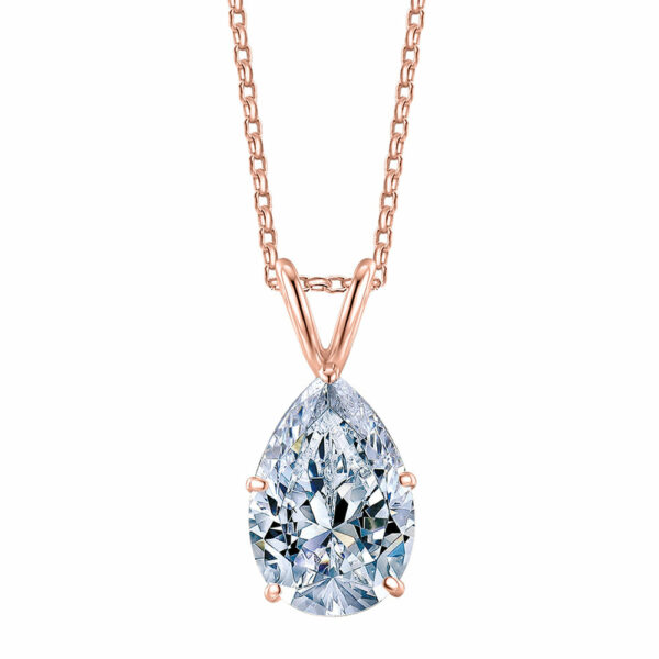 Pear solitaire pendant with 3 carat* diamond simulant in 10 carat rose gold