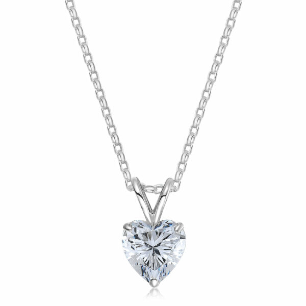 Heart solitaire pendant with 2 carat* diamond simulant in 10 carat white gold