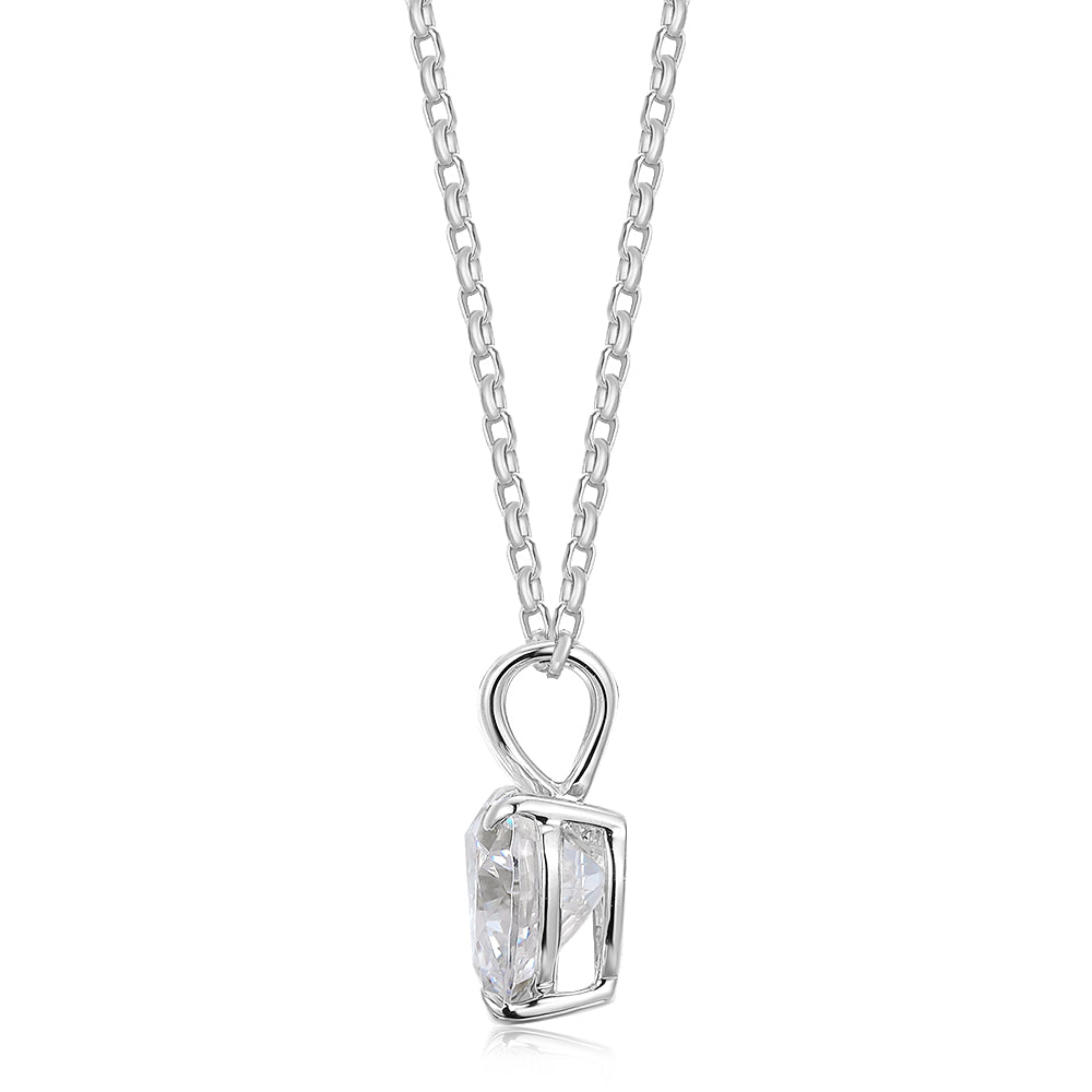 Heart solitaire pendant with 2 carat* diamond simulant in 10 carat white gold - Image 2
