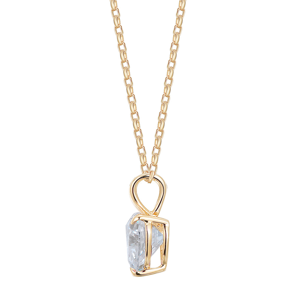 Heart solitaire pendant with 2 carat* diamond simulant in 10 carat yellow gold - Image 2