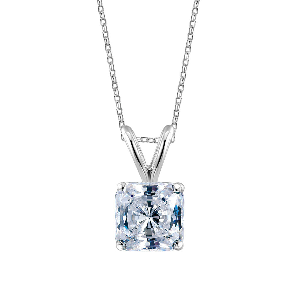Princess Cut solitaire pendant with 1 carat* diamond simulant in 10 carat white gold