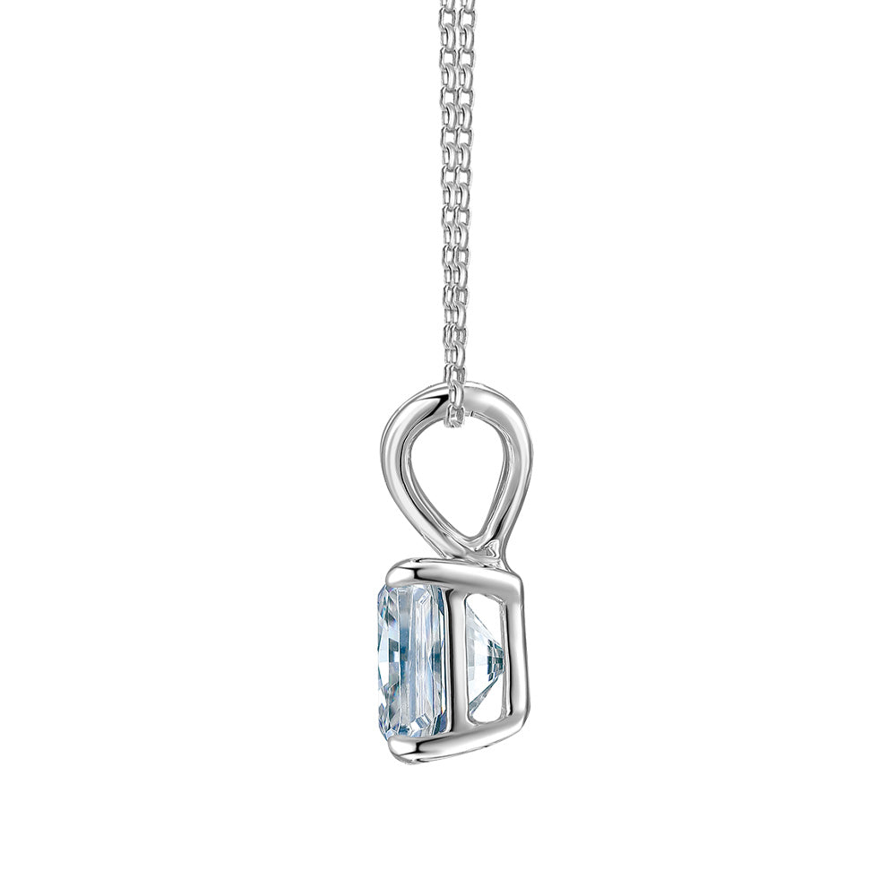 Princess Cut solitaire pendant with 1 carat* diamond simulant in 10 carat white gold - Image 2