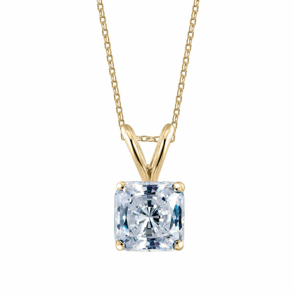 Princess Cut solitaire pendant with 1 carat* diamond simulant in 10 carat yellow gold