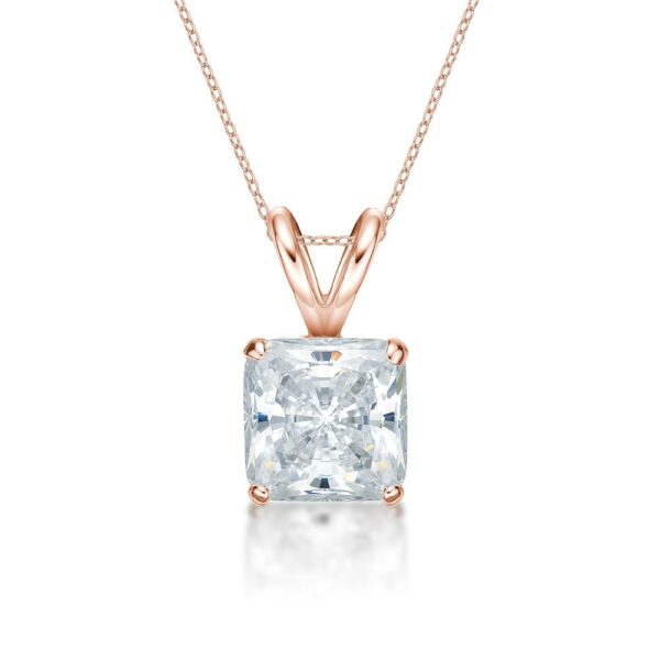 Princess Cut solitaire pendant with 1.5 carat* diamond simulant in 10 carat rose gold