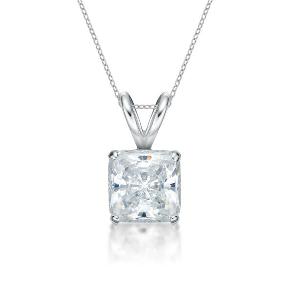 Princess Cut solitaire pendant with 1.5 carat* diamond simulant in 10 carat white gold