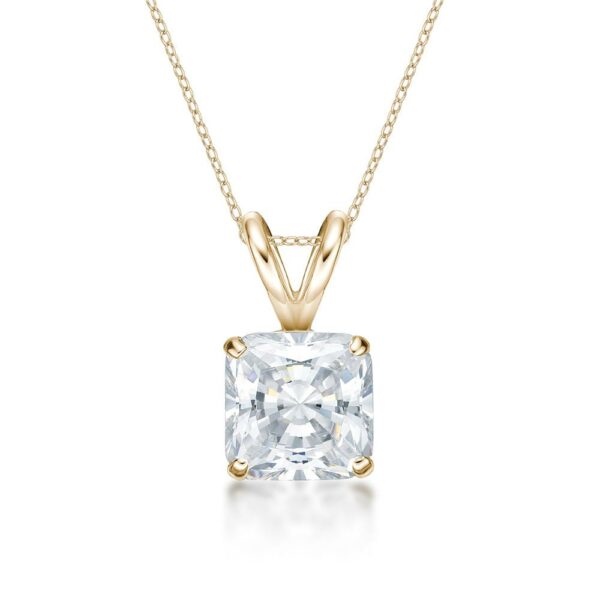 Princess Cut solitaire pendant with 2 carat* diamond simulant in 10 carat yellow gold