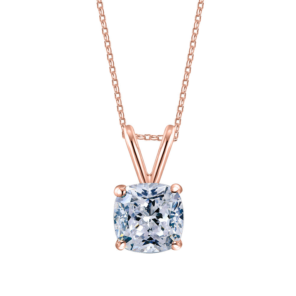 Cushion solitaire pendant with 1 carat* diamond simulant in 10 carat rose gold