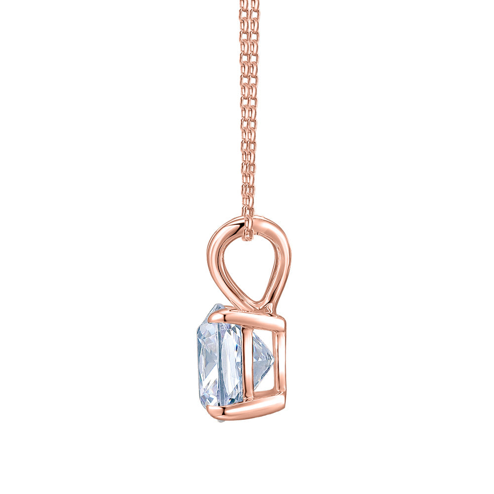 Cushion solitaire pendant with 1 carat* diamond simulant in 10 carat rose gold - Image 2