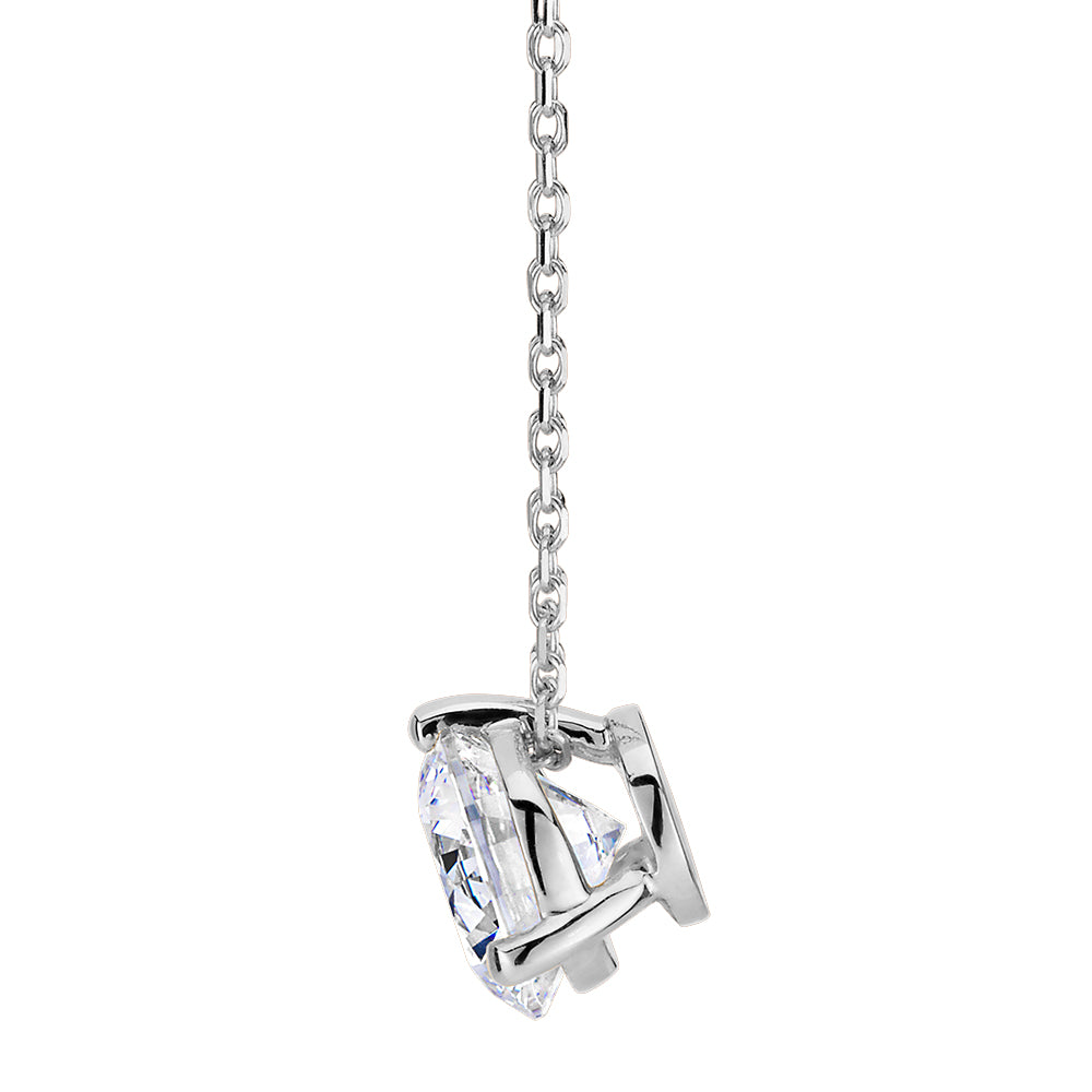 Round Brilliant solitaire pendant with 1.03 carat* diamond simulant in 10 carat white gold - Image 2