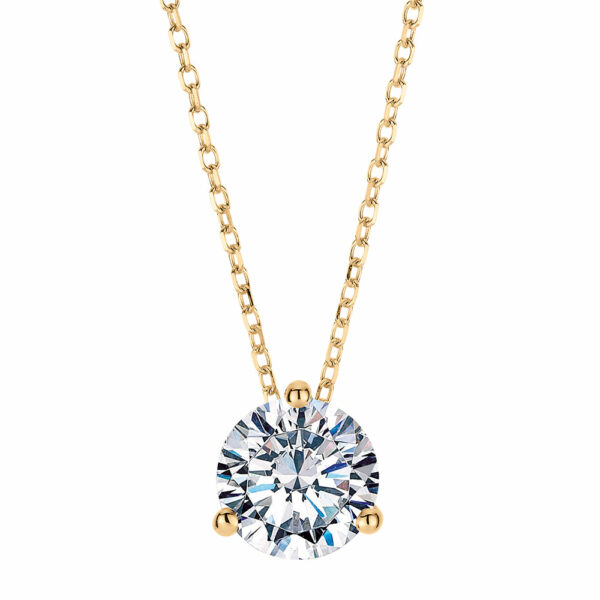 Round Brilliant solitaire pendant with 1.03 carat* diamond simulant in 10 carat yellow gold