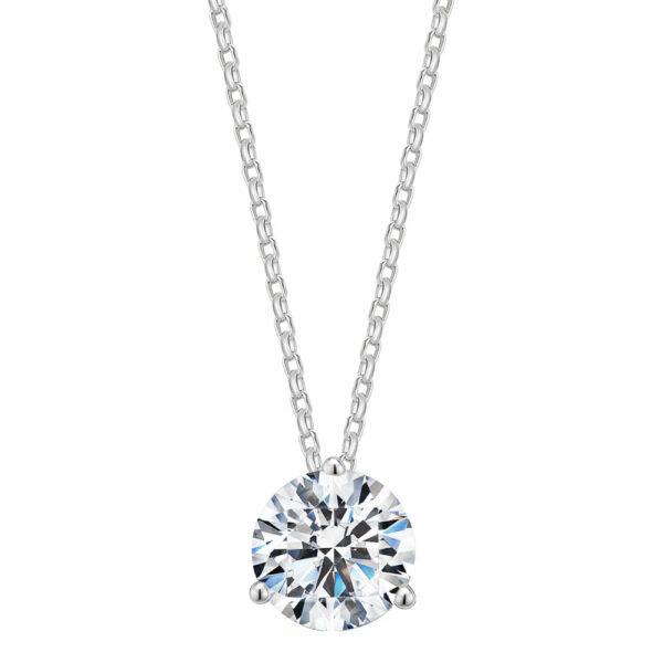 Round Brilliant solitaire pendant with 2.04 carat* diamond simulant in 10 carat white gold