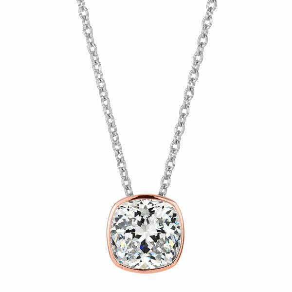Necklace with 0.76 carats* of diamond simulants in 10 carat rose gold and sterling silver