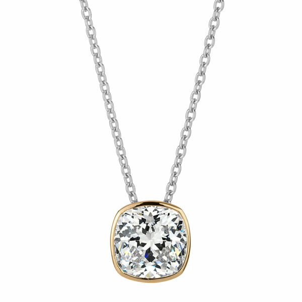 Necklace with 0.76 carats* of diamond simulants in 10 carat yellow gold and sterling silver