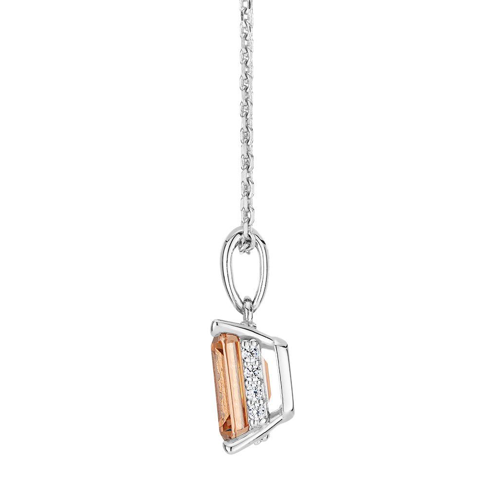 Emerald Cut and Round Brilliant solitaire necklace with 1.82 carats* of diamond simulants in sterling silver - Image 2