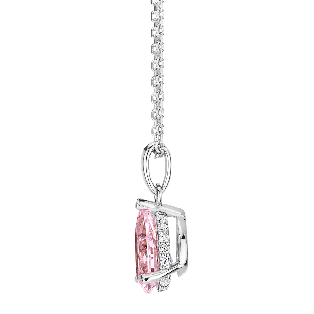 Pear and Round Brilliant solitaire necklace with 1.42 carats* of diamond simulants in sterling silver - Image 2