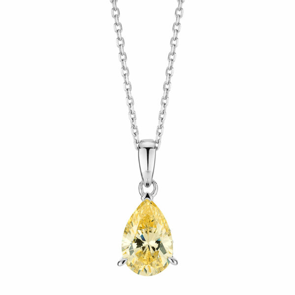Pear and Round Brilliant solitaire necklace with 1.42 carats* of diamond simulants in sterling silver