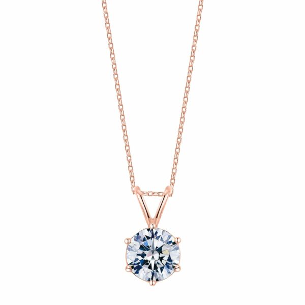 Round Brilliant solitaire pendant with 1 carat* diamond simulant in 10 carat rose gold
