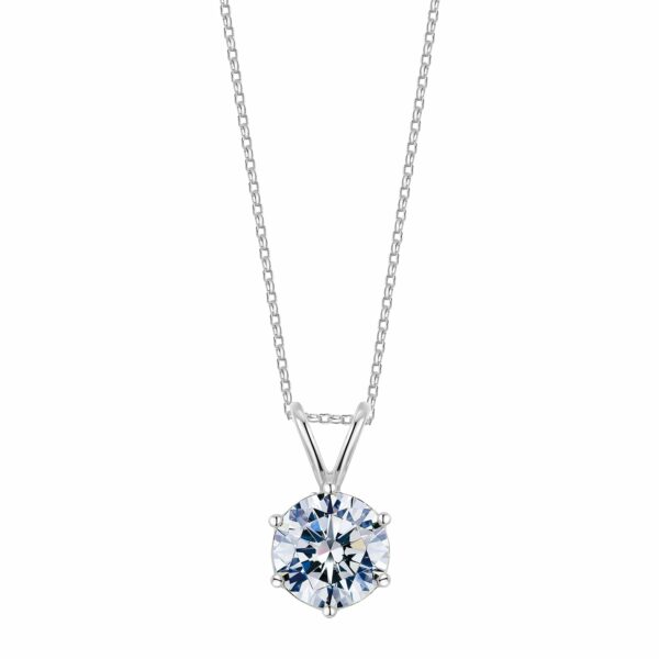 Round Brilliant solitaire pendant with 1 carat* diamond simulant in 10 carat white gold