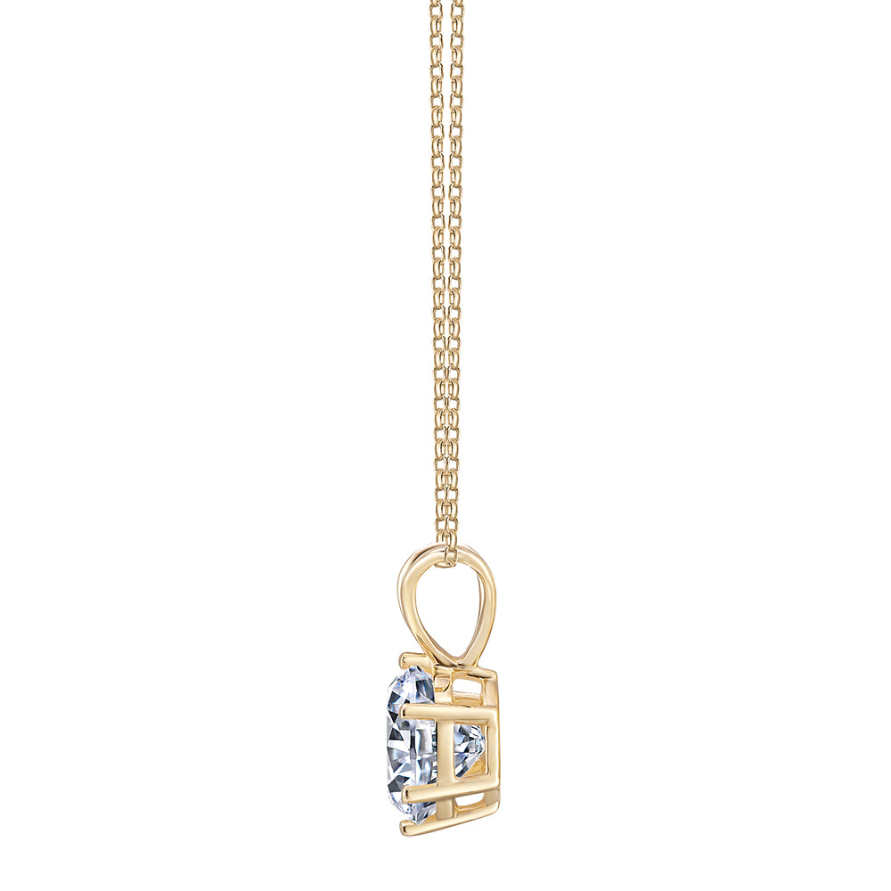 Round Brilliant solitaire pendant with 1 carat* diamond simulant in 10 carat yellow gold - Image 2