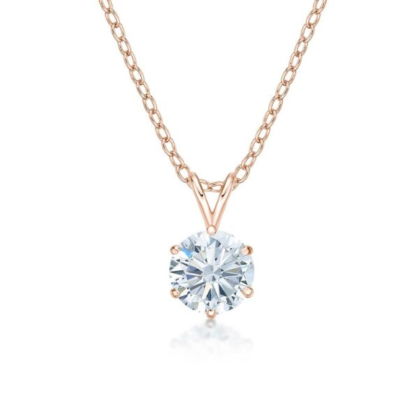 Round Brilliant solitaire pendant with 2 carat* diamond simulant in 10 carat rose gold