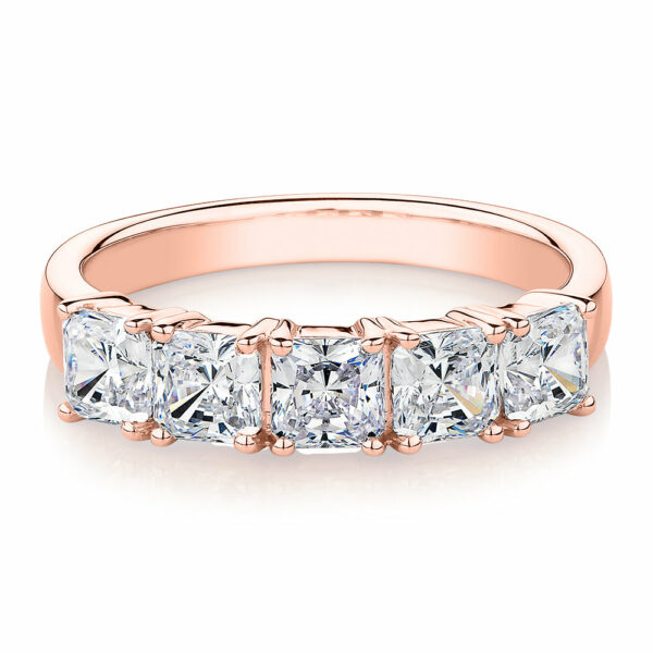 Dress ring with 1.95 carats* of diamond simulants in 10 carat rose gold