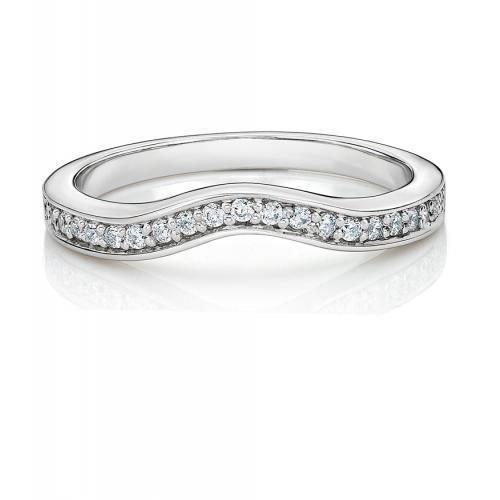 Curved wedding or eternity band in 14 carat white gold