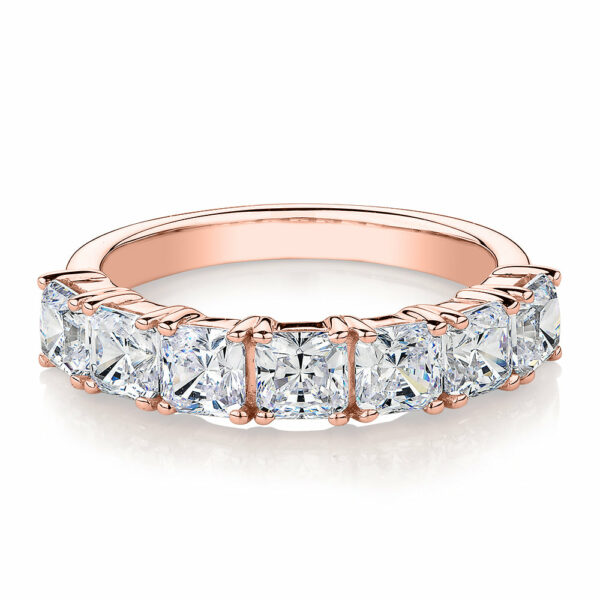 Dress ring with 2.73 carats* of diamond simulants in 10 carat rose gold