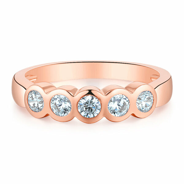 Dress ring with 0.55 carats* of diamond simulants in 10 carat rose gold