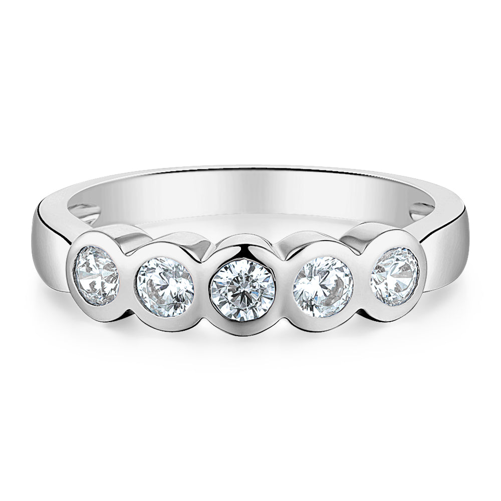 Dress ring with 0.55 carats* of diamond simulants in 10 carat white gold