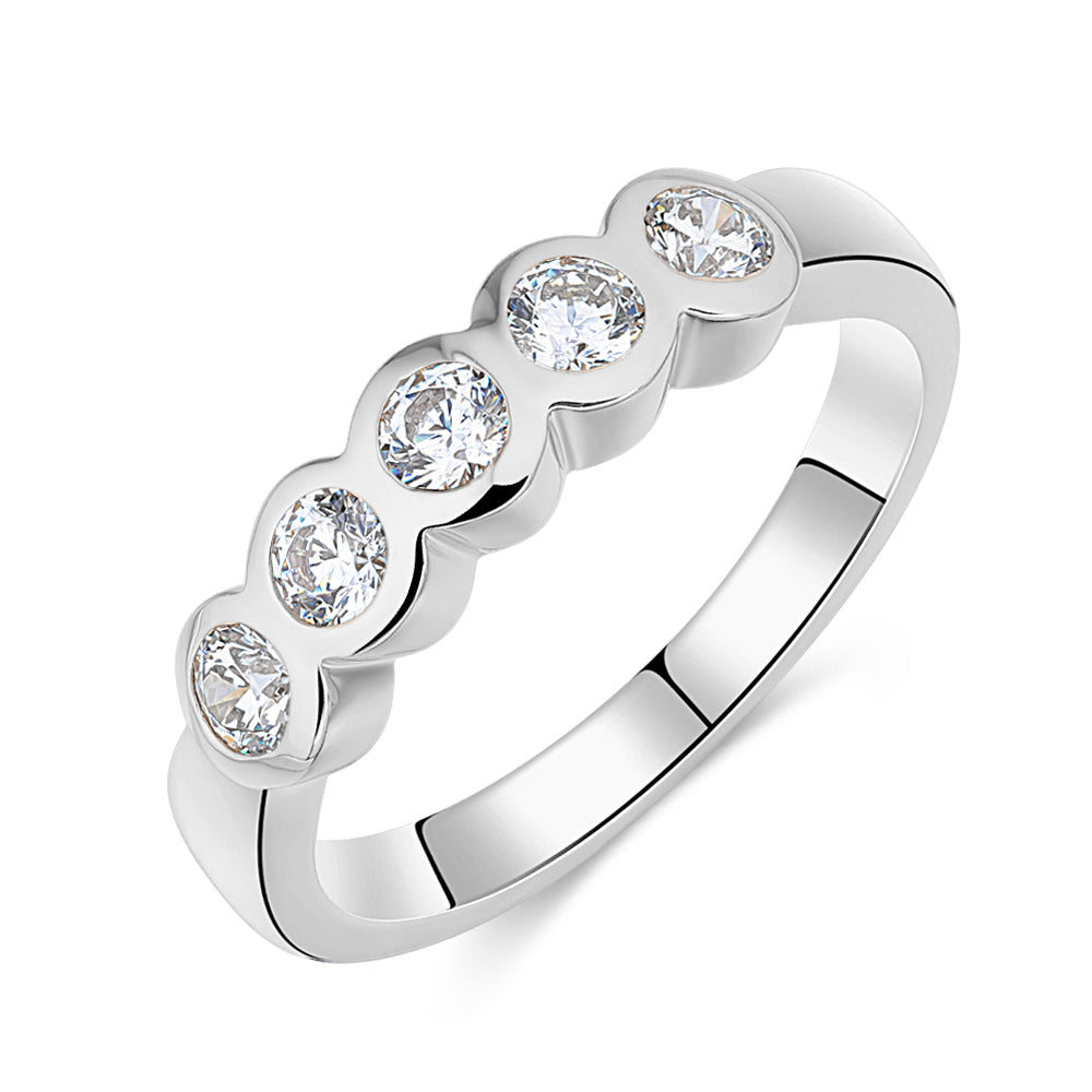 Dress ring with 0.55 carats* of diamond simulants in 10 carat white gold - Image 4