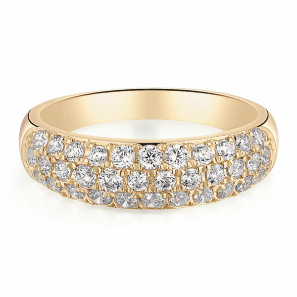 Dress ring with 0.52 carats* of diamond simulants in 10 carat yellow gold