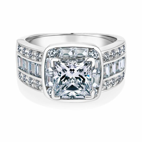 Dress ring with 3.6 carats* of diamond simulants in 10 carat white gold