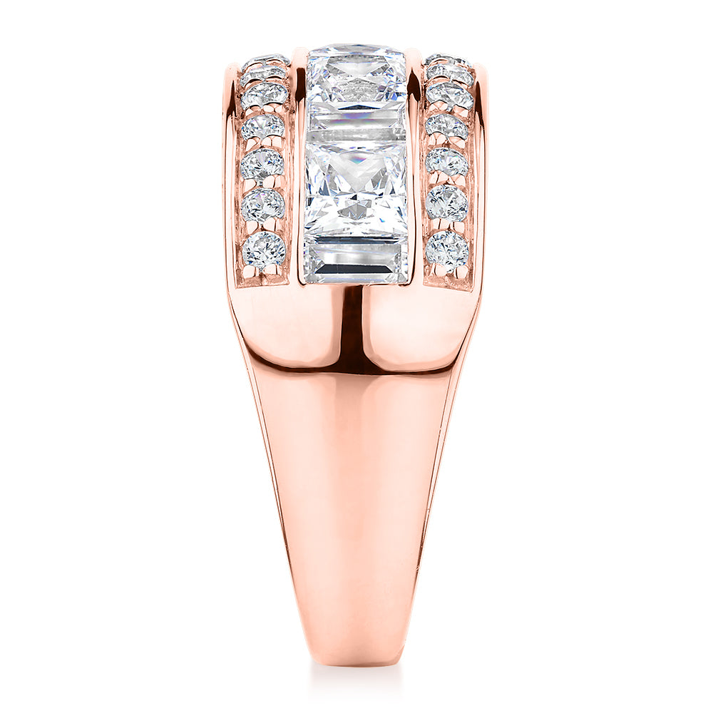 Dress ring with 2.7 carats* of diamond simulants in 10 carat rose gold - Image 2