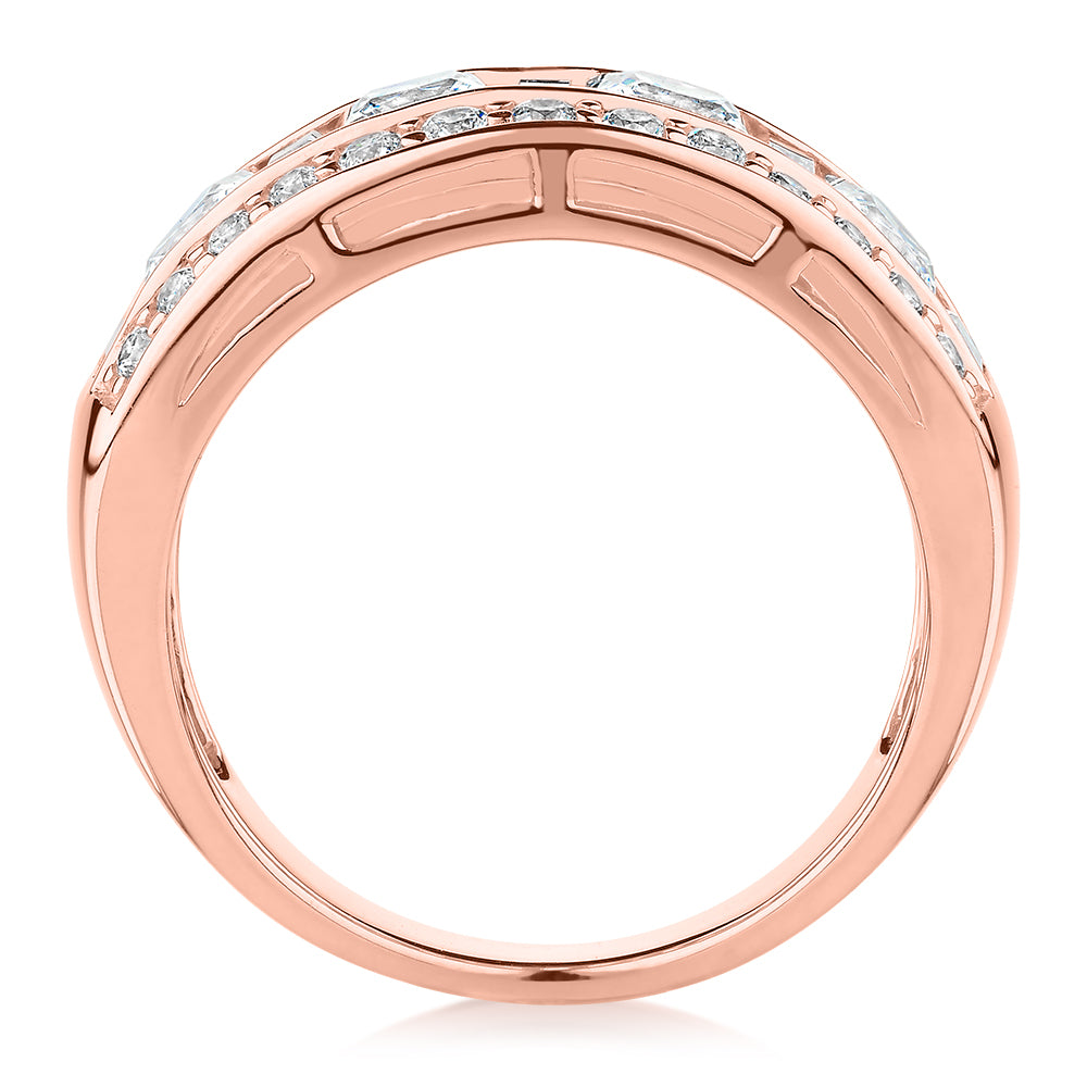 Dress ring with 2.7 carats* of diamond simulants in 10 carat rose gold - Image 3